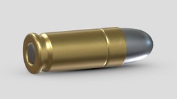 Bullet .38 ACP rifle, action, army, bullet, ammo, firearms, explosive, automatic, realistic, pistol, sniper, auto, cartridge, weaponry, express, caliber, munitions, weapon, asset, game, 3d, pbr, low, poly, military, shotgun, gun, colt