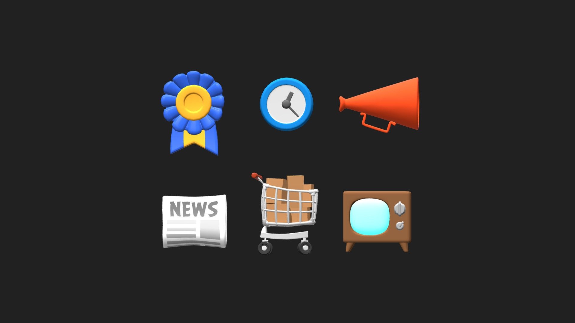 A set of 3D icons for an unrealized work project 3d model