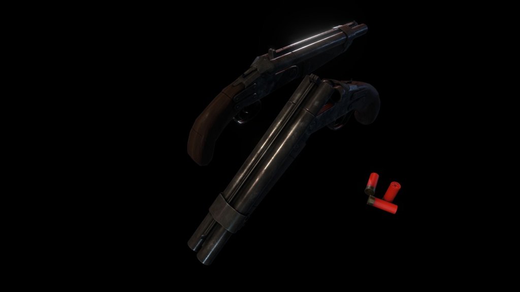 Remember to turn on HD textures  - Sawed-off Shotgun - 3D model by J32 3d model