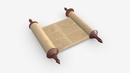 Ancient Scroll With Wooden Rods Old text 01 ancient, roll, rod, paper, antique, clean, mockup, letter, scroll, manuscript, document, papyrus, blank, parchment, book, 3d, pbr, wood, history