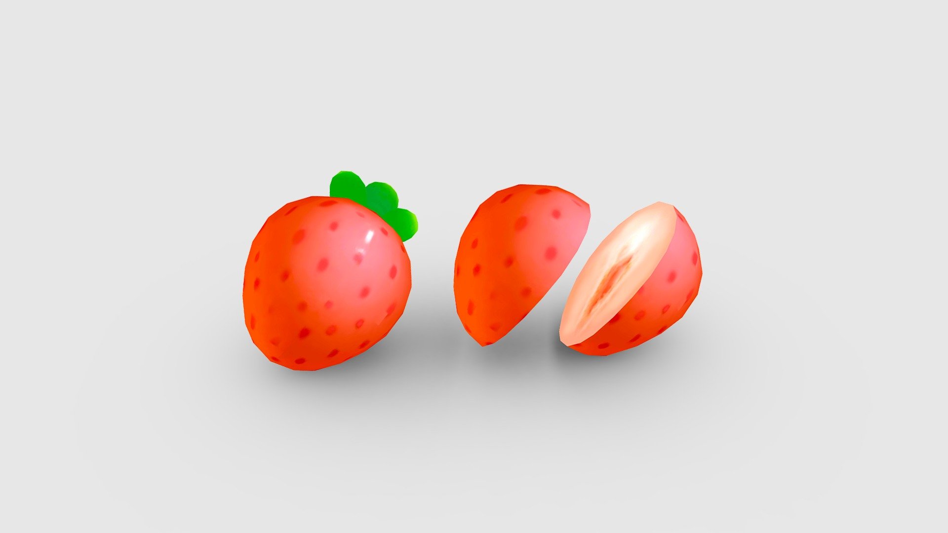 Cartoon strawberry and slice - A Low-poly 3D model - Cartoon strawberry and slice - Buy Royalty Free 3D model by ler_cartoon (@lerrrrr) 3d model