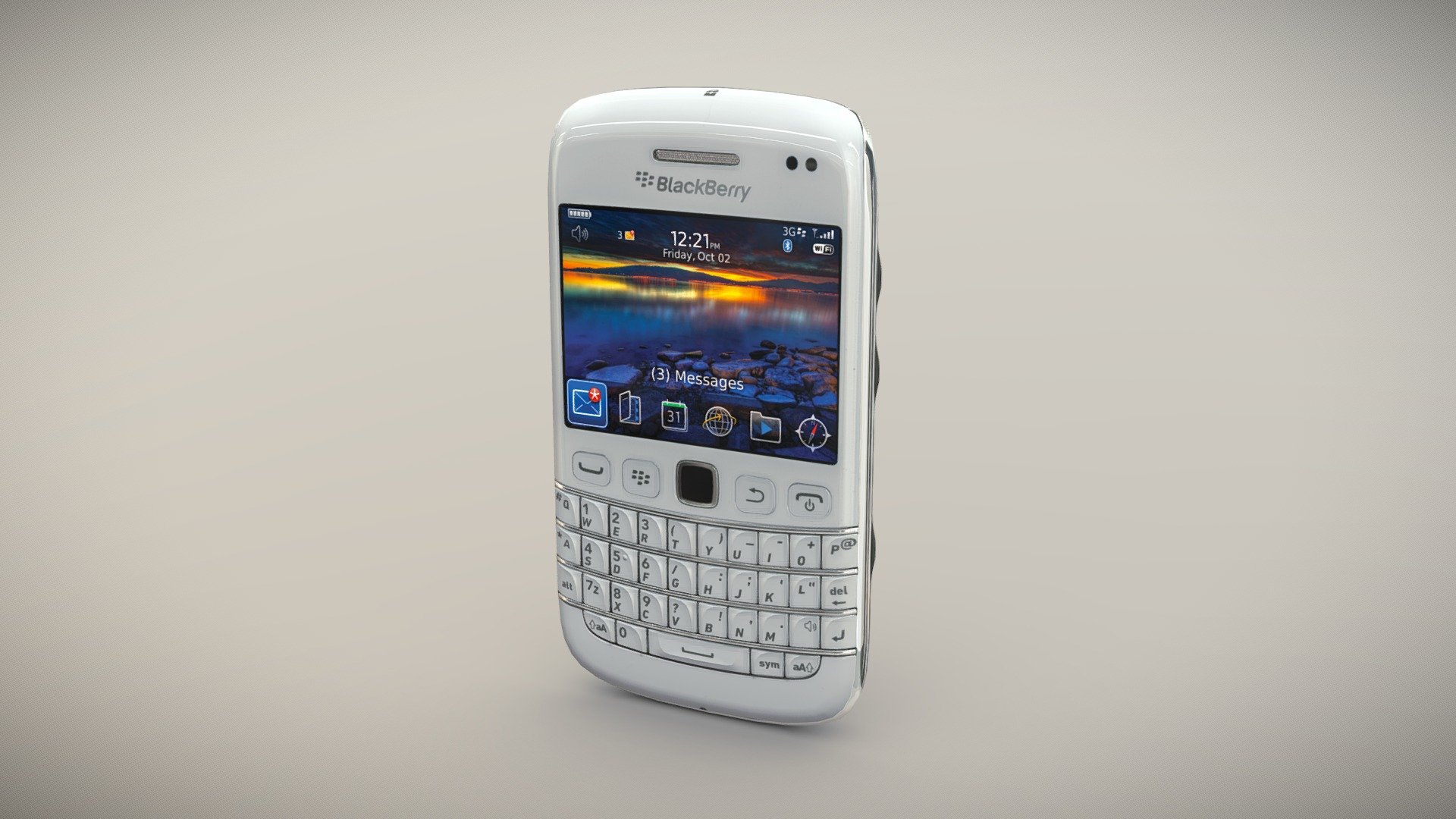 •   Let me present to you high-quality low-poly 3D model BlackBerry Bold 9790 White. Modeling was made with ortho-photos of real phone that is why all details of design are recreated most authentically.

•    This model consists of one mesh, it is low-polygonal and it has only one material.

•   The total of the main textures is 5. Resolution of all textures is 2048 pixels square aspect ratio in .png format. Also there is original texture file .PSD format in separate archive.

•   Polygon count of the model is – 2000.

•   The model has correct dimensions in real-world scale. All parts grouped and named correctly.

•   To use the model in other 3D programs there are scenes saved in formats .fbx, .obj, .DAE, .max (2010 version).

Note: If you see some artifacts on the textures, it means compression works in the Viewer. We recommend setting HD quality for textures. But anyway, original textures have no artifacts 3d model