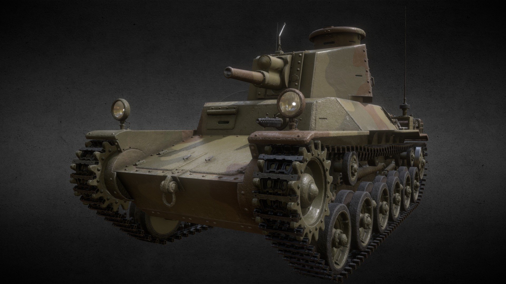 Note: this is a V.2 version of this model.

Ready to use Type 2 Ho-I 3d model

Type 2 Ho-I was based on a chassis and hull of the Type 1 Chi-He medium tank (3D model also available).
It was designed as a self-propelled howitzer and was meant to provide close fire support for standard Japanese medium tanks with additional ability to destroy enemy anti-tank fortifications.

Camouglage paint variant.

Ready to use in games or renders.

More Japanese WW II models in the collection: https://skfb.ly/oyoDN

More Tanks and Parts models in the collection: https://skfb.ly/oyoDV

More cheap or free military models in the collection: https://skfb.ly/ooYNo

texture sets:




8K for hull

8K for turret

8K for chassis

1K for tracks
 - Type 2 Ho-I (IJA Gun Tank) V.2 - Buy Royalty Free 3D model by AdamKozakGrafika 3d model