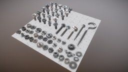 Nuts, Screws and Bolts mechanic, socket, assets, gaming, nuts, bolts, washer, button, mechanical, screw, bolt, truss, tech, pack, electronic, collection, flange, spanner, brush, metal, props, hardware, tool, head, iron, part, bundle, screws, hardsurfacemodeling, fastener, gaming_props, asset, game, blender, lowpoly, gameasset, industrial, gameready, steel, "noai", "boltpack", "screwpack"
