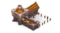 Cartoon Old Stone Fortress Wall Barack Building tower, gate, castle, wooden, toon, historic, towerdefense, ladder, board, antique, defense, planks, barn, target, hut, boulder, mannequin, old, fortress, beam, shelter, gatehouse, bouldering, barrack, tower-defense, lowpoly-gameasset-gameready, lowpolymodel, house-model, homestead, cnut, handpainted, architecture, low-poly, cartoon, lowpoly, stone, gameasset, house, building, "textured", "gameready", "wall"