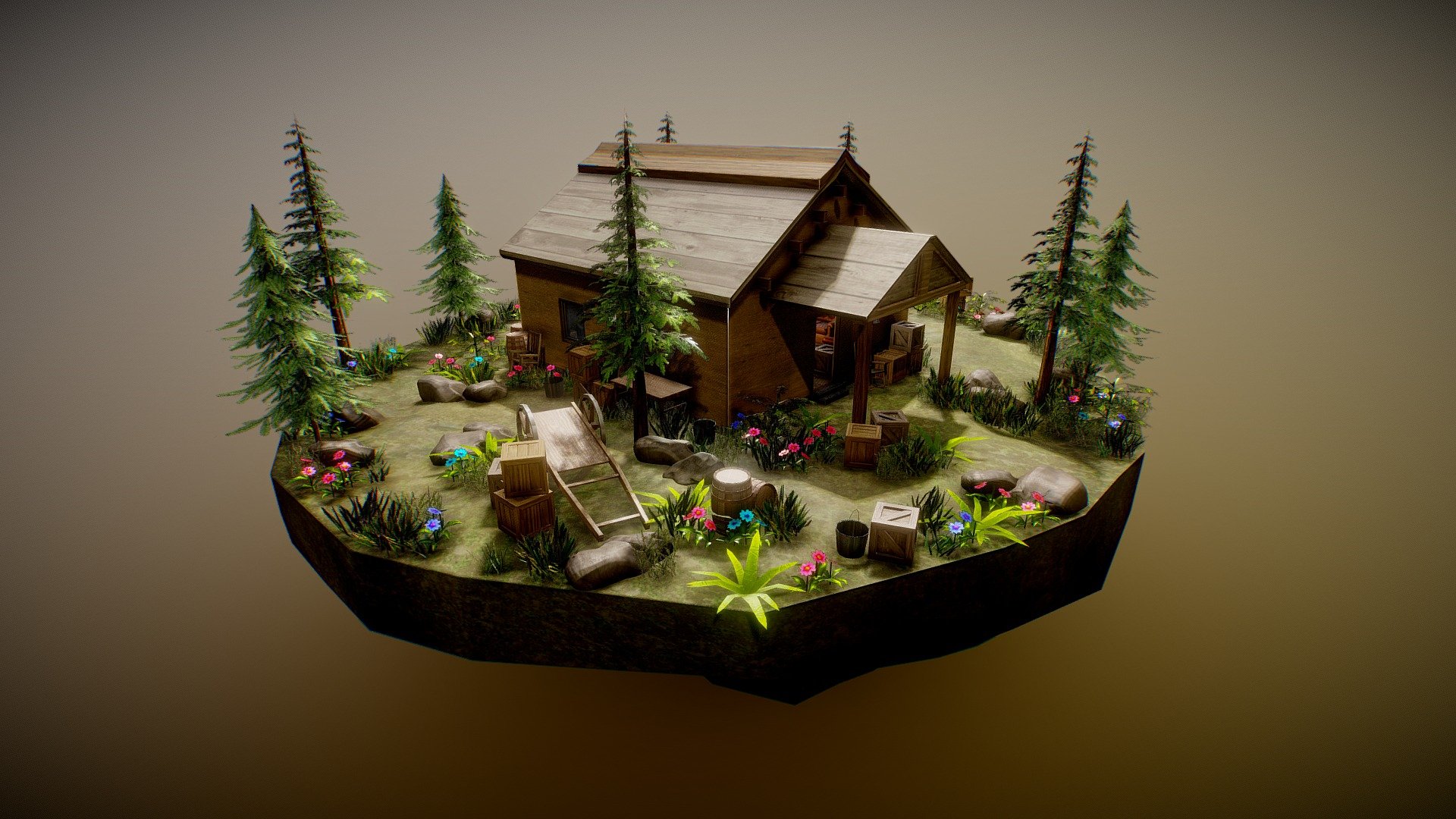 Realistic Modern Rural Cabin 2 Asset Package is a woodlands cabin style asset package containing a great selection of assets used in a detailed and realistic outdoor cabin scene!

Inside this woodlands cabin scene you'll find a variety of assets ranging from the cabin to the old, mostly wooden furniture for a kitchen, patio and living room, an attic, a cart, lots of props and clutter such as bottles, buckets, planks, crates and barrels, books, folaige such as plants, trees and grasses and everything in between!

Everything has been carefully designed to deliver a realistic and detailed experience.

This package includes a variety of realistic assets to ensure that your game looks and feels the best that it can!

Try the demo : Download Here

For support email me at : alignedgames@mailbox.co.za

My studio website :

Visit Here - Realistic Modern Rural Cabin 2 Asset Package - Download Free 3D model by Aligned Games (@Johannesnienaber) 3d model