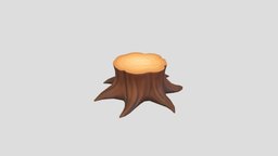 Low Poly Stump 003 tree, plant, wooden, forest, toon, style, assets, log, timber, trunk, bark, nature, stump, jungle, cartoon, game, wood, environment