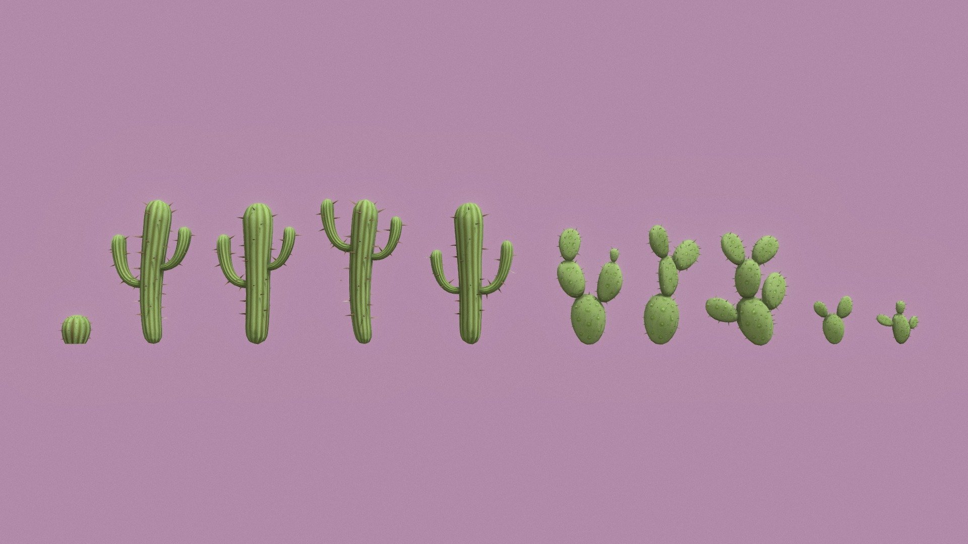 Stylized cactus made with Blender and Substance Painter. 
2048 X 2048 Textures. I hope you like this Cactus Set 3d model