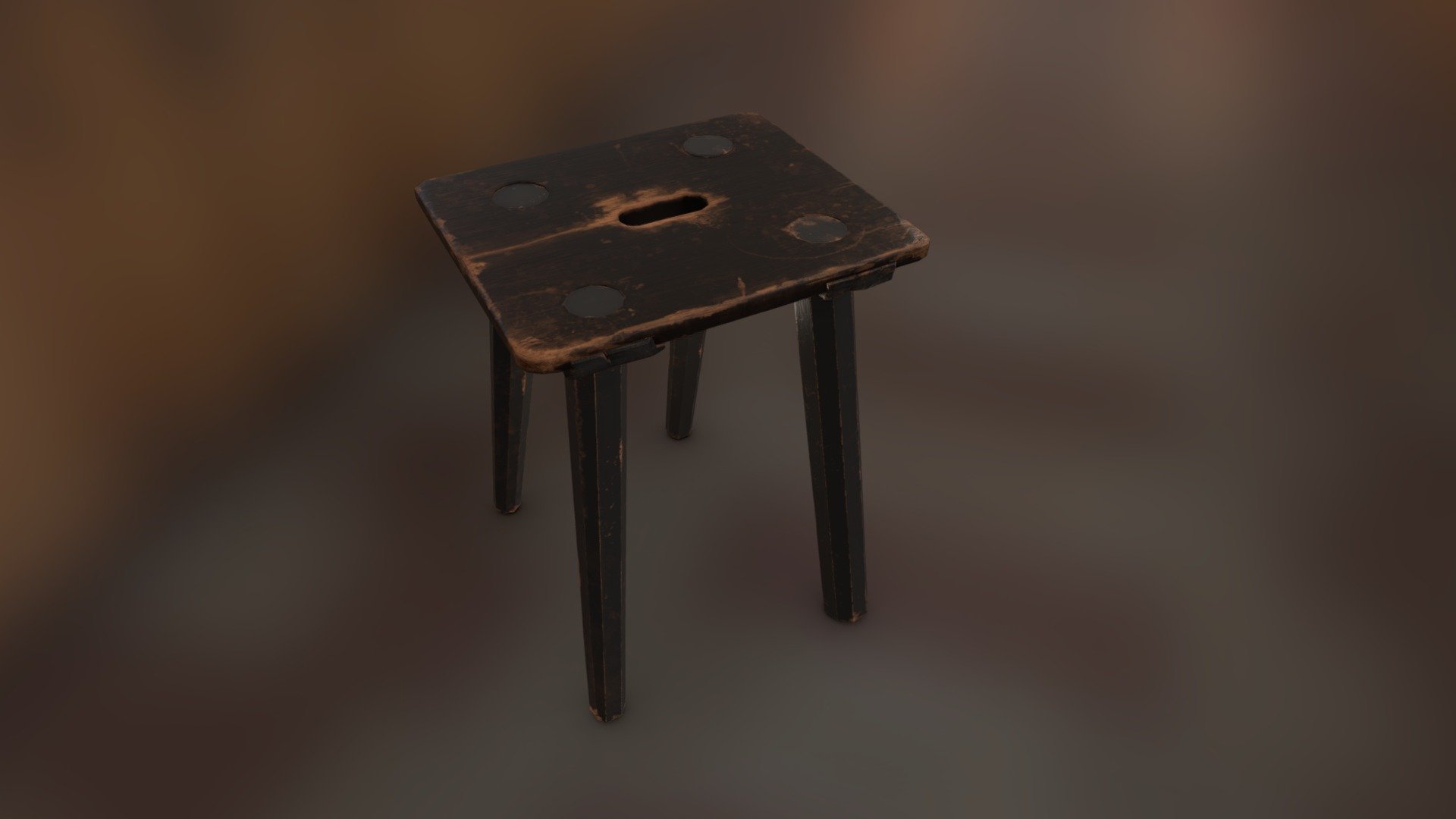 Small wooden stool recreation of a real life object. Modeled for the historical site of supposed Christian David's house at the Old Salem Musuem and Gardens 3d model