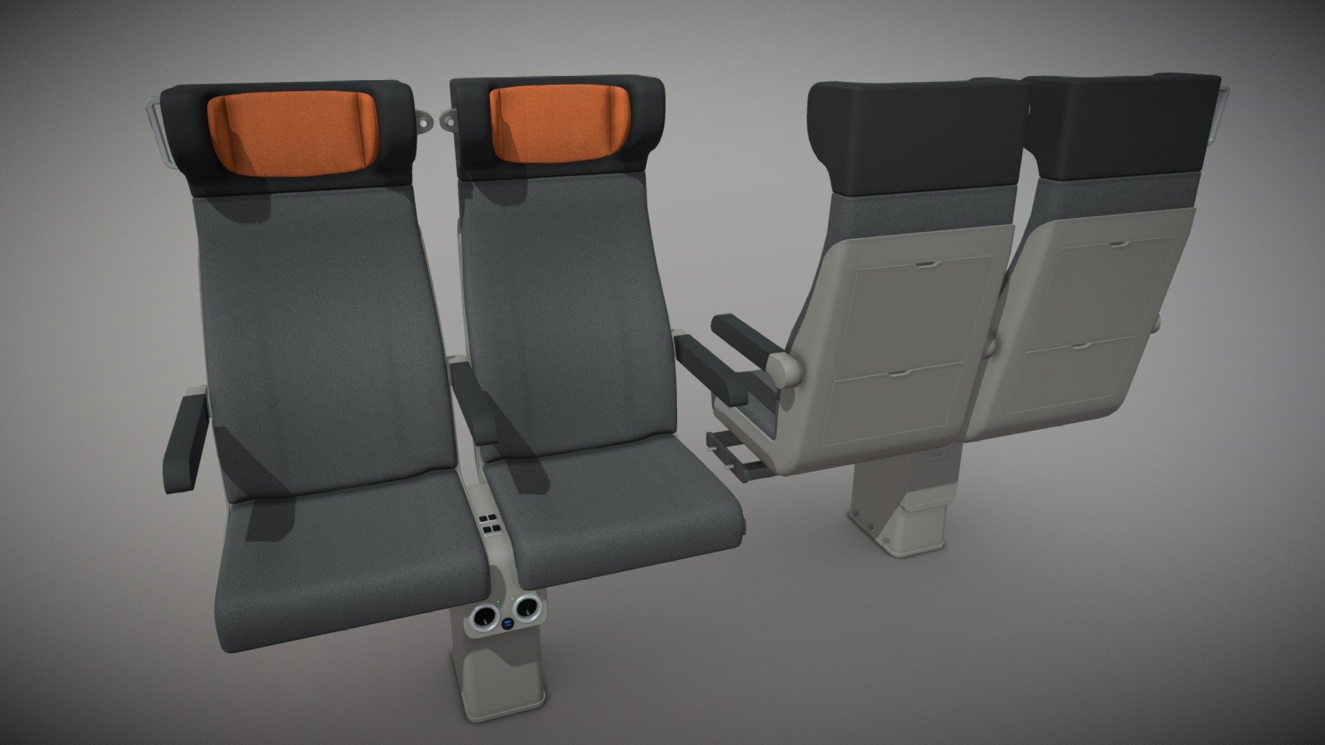 Seats optimized for comfort during a journey of several hours. They allow passengers to enjoy a comfortable and relaxing journey 3d model