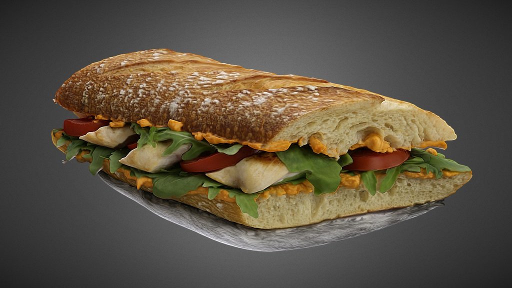 3D-Scan of a delicious Ciabatta Grilled Chicken. First full-automatic scan with the new roboter-mount 3d model
