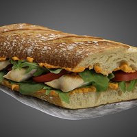 Ciabatta Grilled Chicken food, scanning, snack, scanned, scann3d, baguette, foods, 3digify, chiabatta, grilled, scan