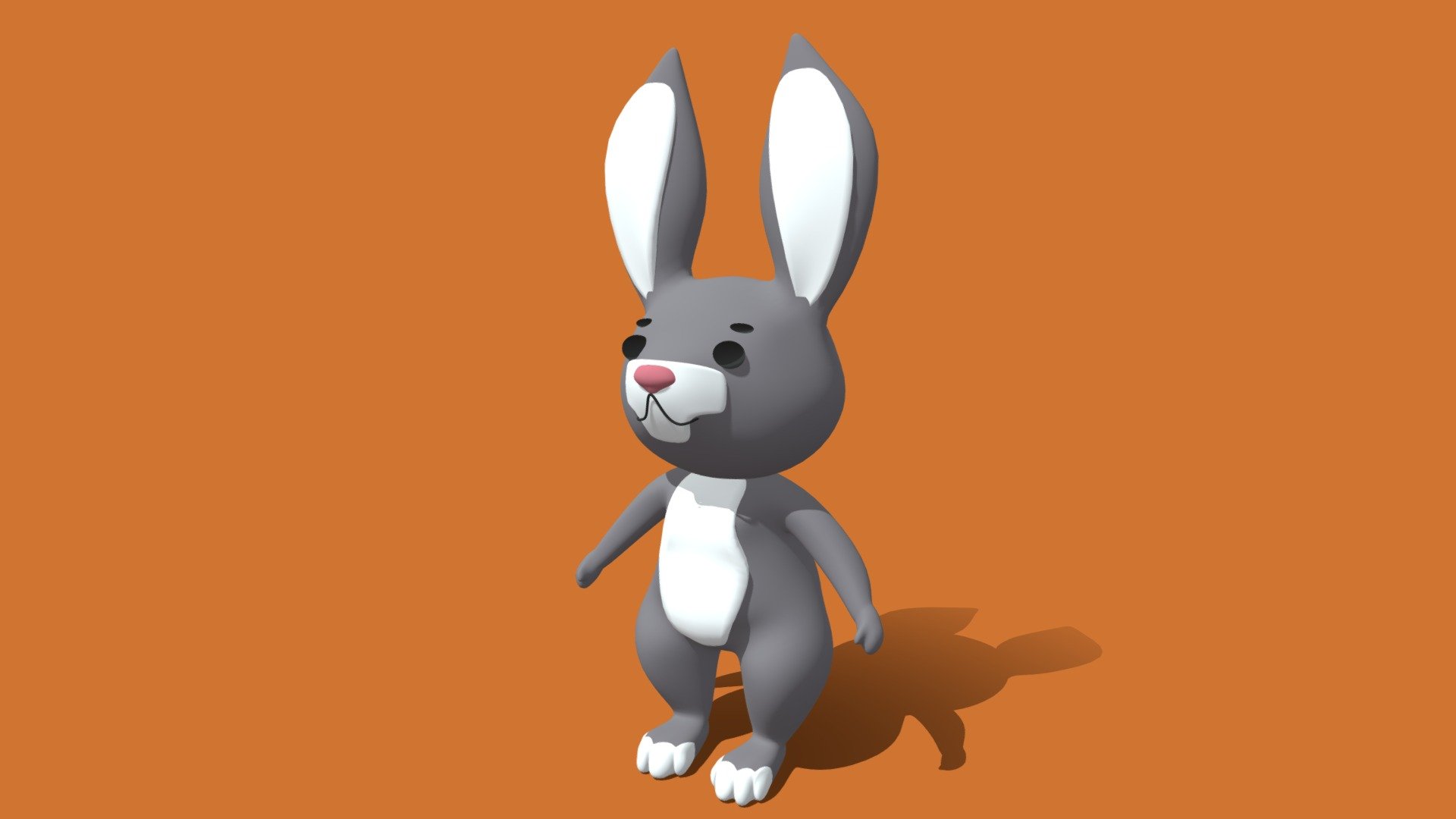 Cartoon Hare. Small, fabulous, gray Hare. Rabbit from a fairy tale 3d model