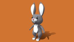 Cartoon Hare rabbit, small, fairy, gray, tale, hare, fabulous, cartoon, 3dmodel