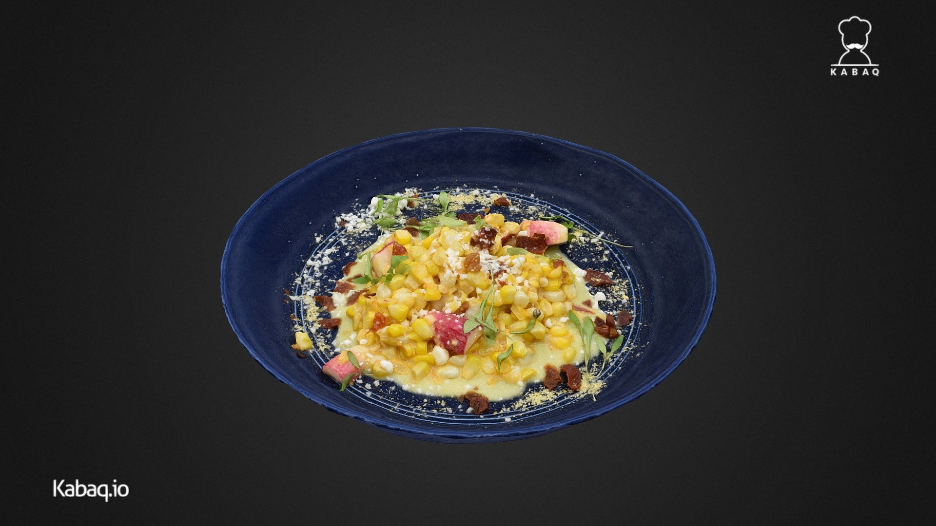Corn and radish esquites, corn milk, chili piquin, jamon serrano - Alta Calidad - Corn and Radish Esquites - 3D model by QReal Lifelike 3D (@kabaq) 3d model