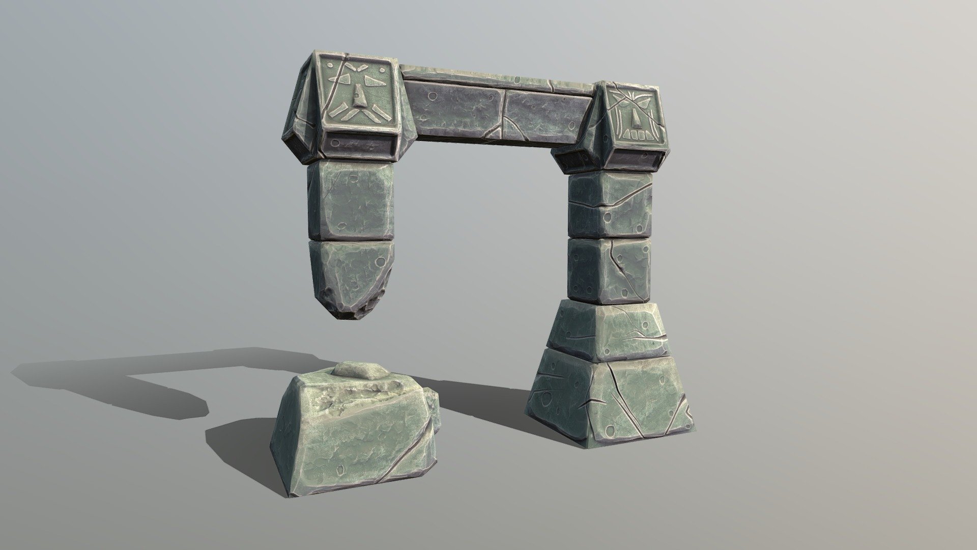 Stylized Stone Archway made in Maya, ZBrush &amp; Substance Painter - Stylized Ancient Archway - Download Free 3D model by Vladyslav Yakovenko (@vld.y) 3d model