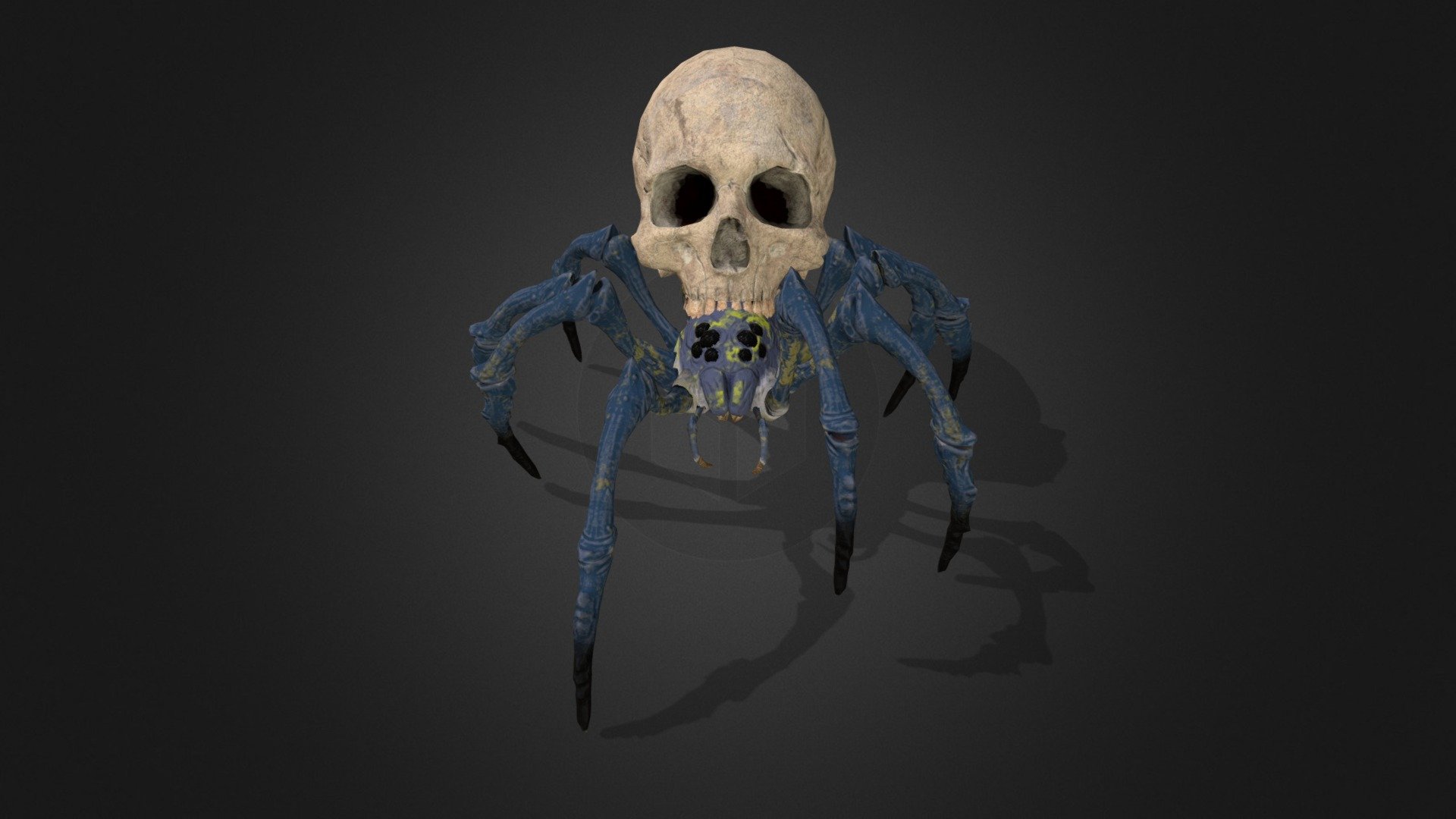 Rigged and Animated Skull Spider, with the next animations:




Hiding

Coming out

Idle

Walk

Hiding back

Spider: 2K textures.
Skull: 2K textures 3d model