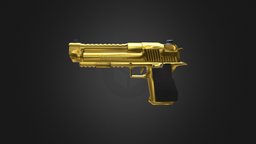 Low Polygon Golden Gun Model deserteagle, deagle, weapon, low-poly, lowpoly