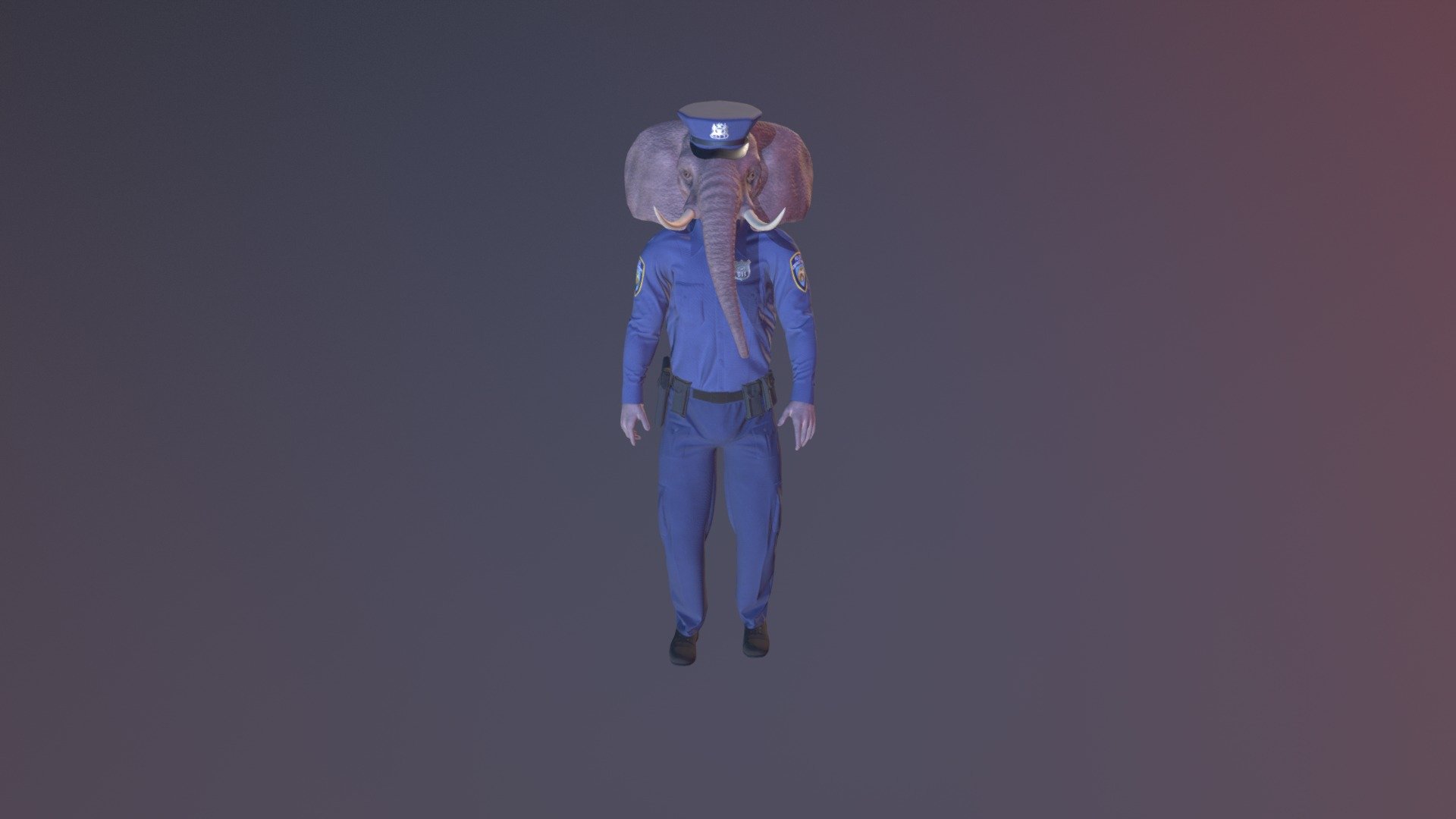 Stylized humanoid elephant - policeman character - Mister Elephant - 3D model by n-middle 3d model