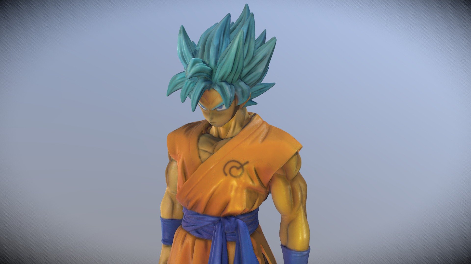 High poly 3D-Scan (also 3D-printable) of Goku in his blue form. Scan of anime figure standing 10 inches tall. The slightly larger size allowed for nice texture scan 3d model