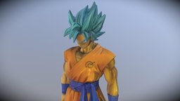 Goku Blue dbz, figure, 3d-scan, figurine, high-poly, goku, 3d-printable, colored, blue, anime, sculpture