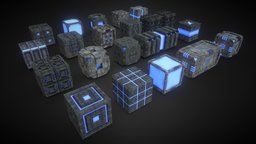 Sci-Fi Box Collection future, gamedesign, props, box, futureistic, boxdesign, modeling, lowpoly, sci-fi, gameasset, abstract, gameready, propsdesign