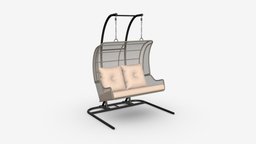 Double Steel Garden Hanging Chair empty, garden, hanging, double, seat, furniture, park, summer, outdoor, seating, rest, relax, outdoors, relaxation, 3d, pbr, chair, design, steel