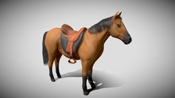 The Brown Horse Rigged beast, rpg, games, mount, pet, brown, horses, mounts, game, lowpoly, horse, low, animated, rigged