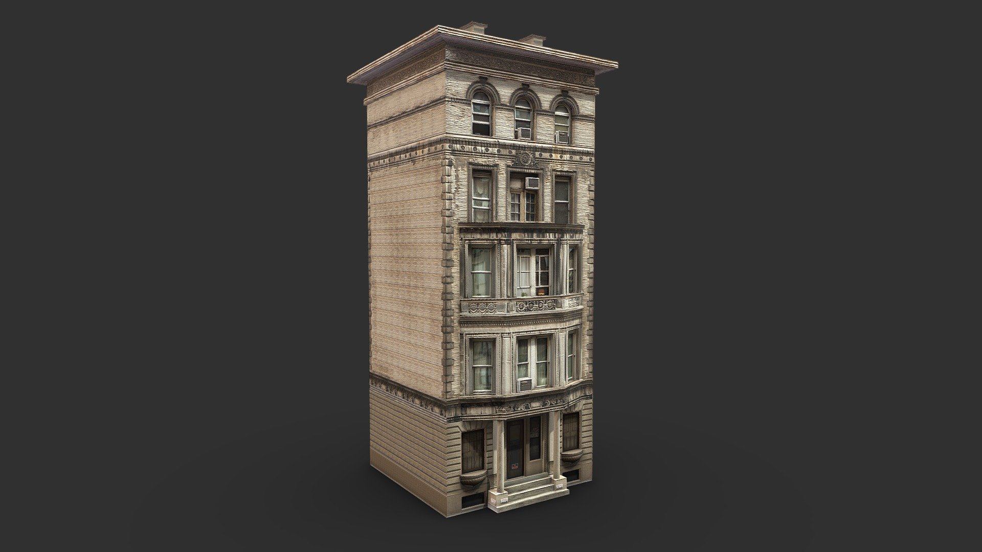 3D model of Old Apartment House

Resolution of textures:  1197x3000x2 1600x1053 (roof)
Originally created with 3ds Max 2017
Photorealistic Texture
Unit system is set to centimetre.
Model is built to real-world scale
Rendered in Vray and 

Special notes:
.fbx format is recommended for import in other 3d software. If your software doesn't support .fbx format, please use .3ds format; .obj, format was exported from 3ds Max 3d model
