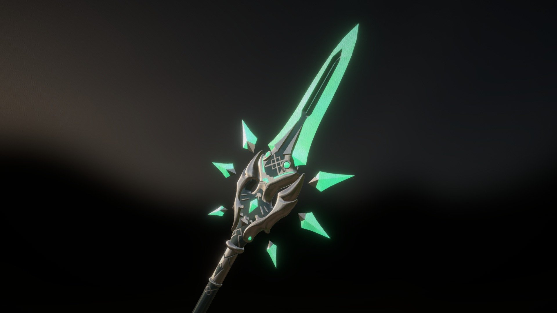 Fanart of the Primordial Jade Winged-Spear from Genshin Impact 3d model