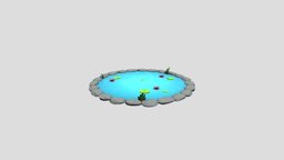 Cartoon Pond prop, vr, ar, pond, lotus, water, lowpoy, cartoon, asset, game, 3d, model, stylized