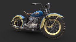 1936 Harley-Davidson Knucklehead vintage, motorcycle, antique, harley-davidson, blender, blender3d