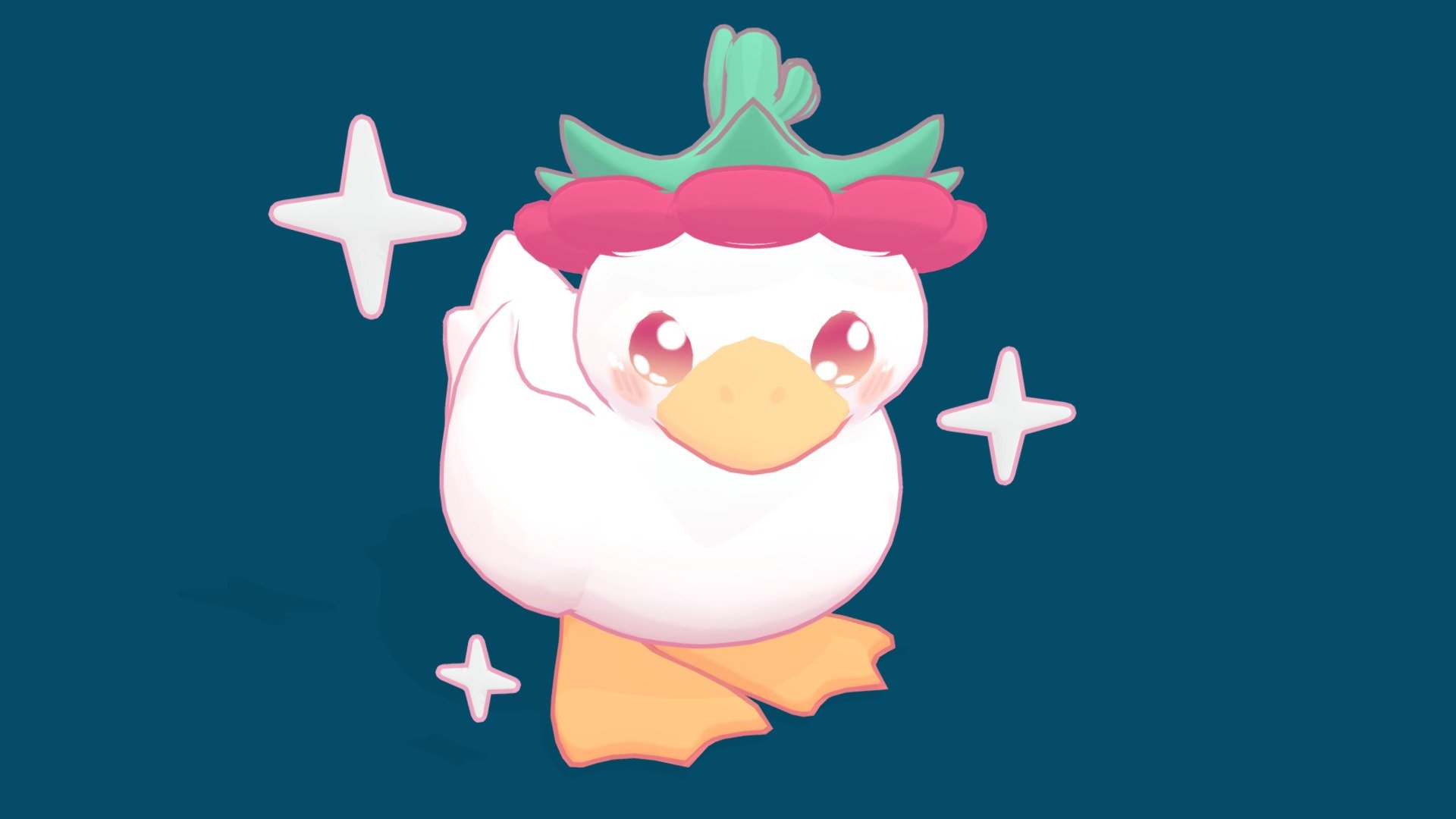 I had some free time on my hand and wanted to try something new. So I came up with a small and simple project that allowed me to test a artstyle I never tried before. For some reason cute simplistic artstyles are really difficult and intimidating for me. But nevertheless, I hope you like it &lt;3 - Cute Flower Duck - 3D model by Christiane Schaper (@ChristianeSchaper) 3d model