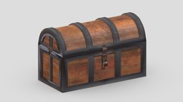 Treasure Chest Box 07 Low Poly PBR Realistic wooden, chest, case, medieval, safe, ready, furniture, vr, ar, furnishing, realistic, old, box, content, casket, low-poly, game, 3d, pbr, low, poly, mobile, wood, fantasy, container, storing