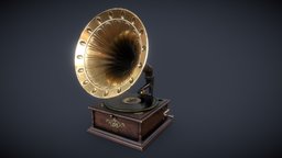 Phonograph_Victorian victorian, steampunk, golden, phonograph, wood