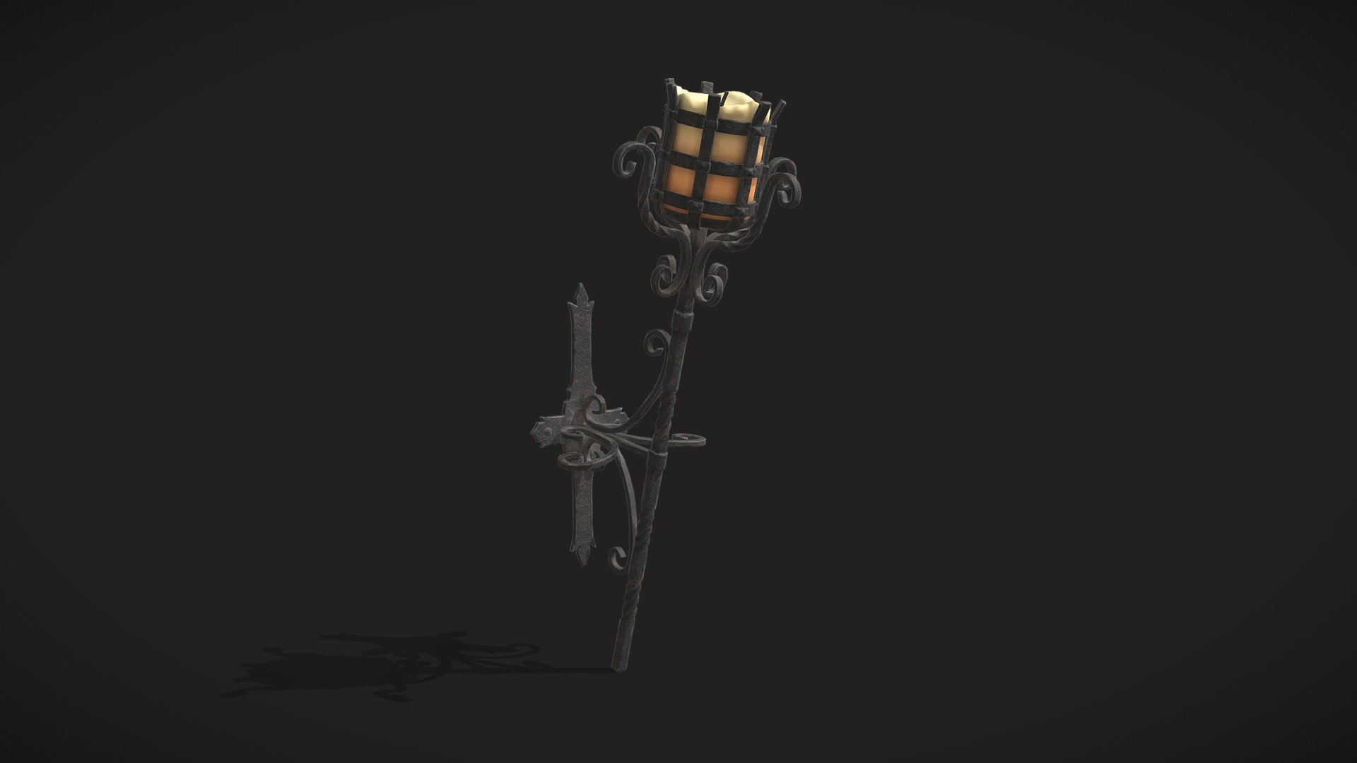 It's a lowpoly game ready 3D model of old torch holder with unwrapped UVs and PBR textures.

Includes the following 3d file types: Obj, Fbx.

Textures set includes:




PBR Metal Roughness: BaseColor, Roughness, Metallic, Normal, Normal OpenGL, AO.

Unity: AlbedoTransparency, MetallicSmoothness, Normal, AO.

Unreal Engine 4: BaseColor, OcclusionRoughnessMetallic, Normal.

Textures resolution: 2048x2048px. Textures format: Targa.

Polygon Count: 5,242. Verts: 2,782.

Real world scaled. Units: cm 3d model