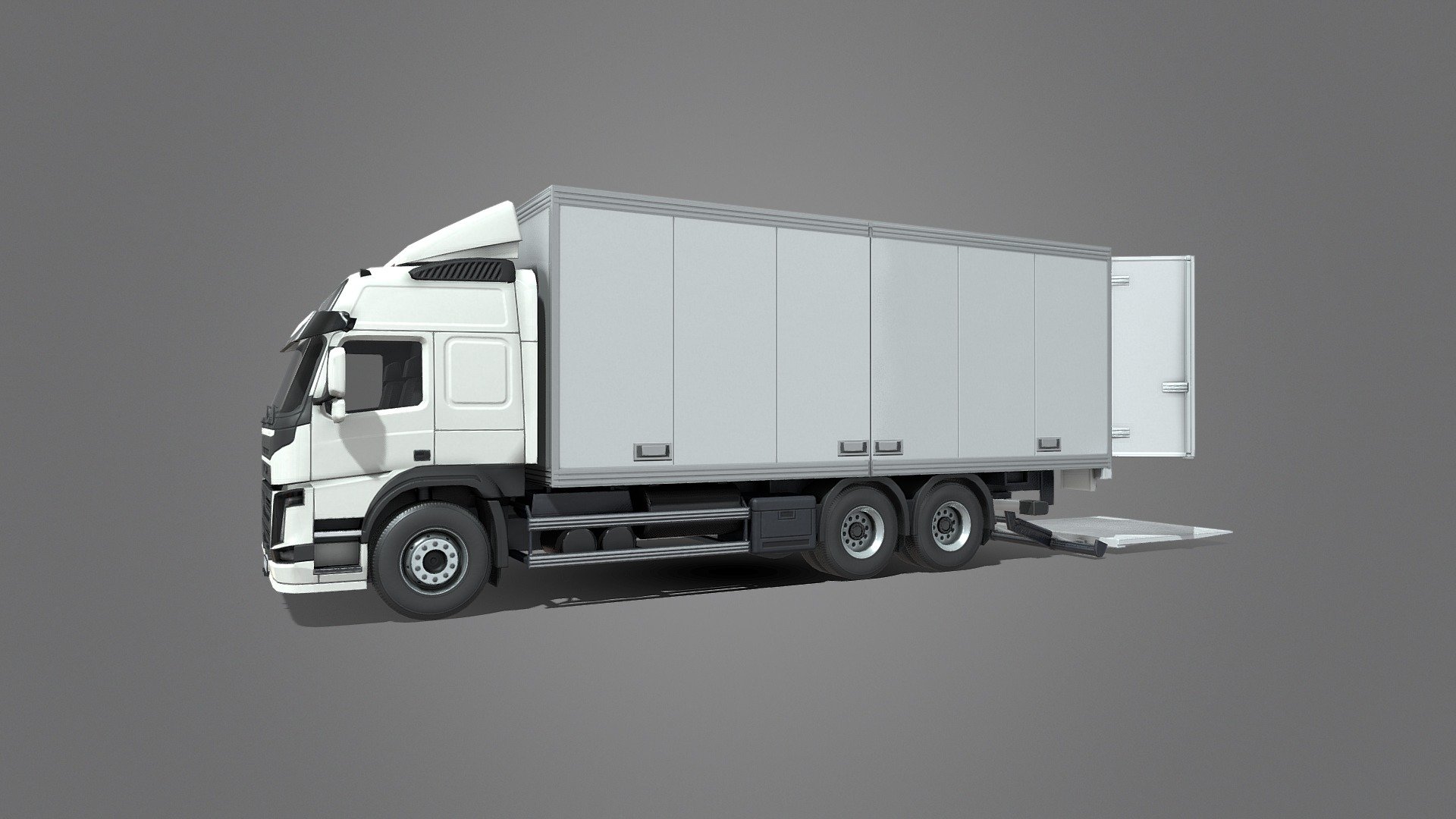 PBR low-poly 3D model of Medium Size Box Truck. The interior part is also modeled.

The back door opens and the elevator can move up and down. 

This 3d model is best for use in games and other real-time applications such as Unity or Unreal Engine.   

You can also get this model in a bundle: https://skfb.ly/oIMFu

Technical details:




7 PBR textures sets 
(Main Body, Interior, Wheels, Cargo, Interior Cargo, License Plates, Windows) 

9606 Triangles 

10539  Vertices

The model is divided into few objects to suit animation process.

There is also collapsed version of the object (one mesh).

Pivot points are correctly placed to suit optional animation process. 

Lot of additional files and Blender sample scenes included (Unity, UE4, Blender, Maya etc.)

More file formats are available in additional zip file on product page.  

Please feel free to contact me if you have any questions or need any support for this asset.

Support e-mail: support@rescue3d.com - Box Truck - Buy Royalty Free 3D model by Rescue3D Assets (@rescue3d) 3d model