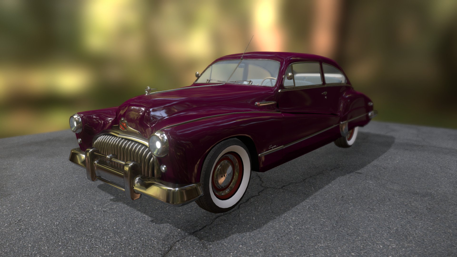 A tribute to my dad's first car, back in 1970.

Main car color on separate material/textures for fully customization.

Moving parts: hood, trunk, doors, windows, steering wheel.
Dashboard parts (speedometer, odometer, battery, temperature, gasoline, oil pressure and clock) are fully configurable on any game engine.
Tested on Unity.

Modeled in Blender 3.2 - Buick 1947 Super Sedanette - Buy Royalty Free 3D model by LordDiego 3d model