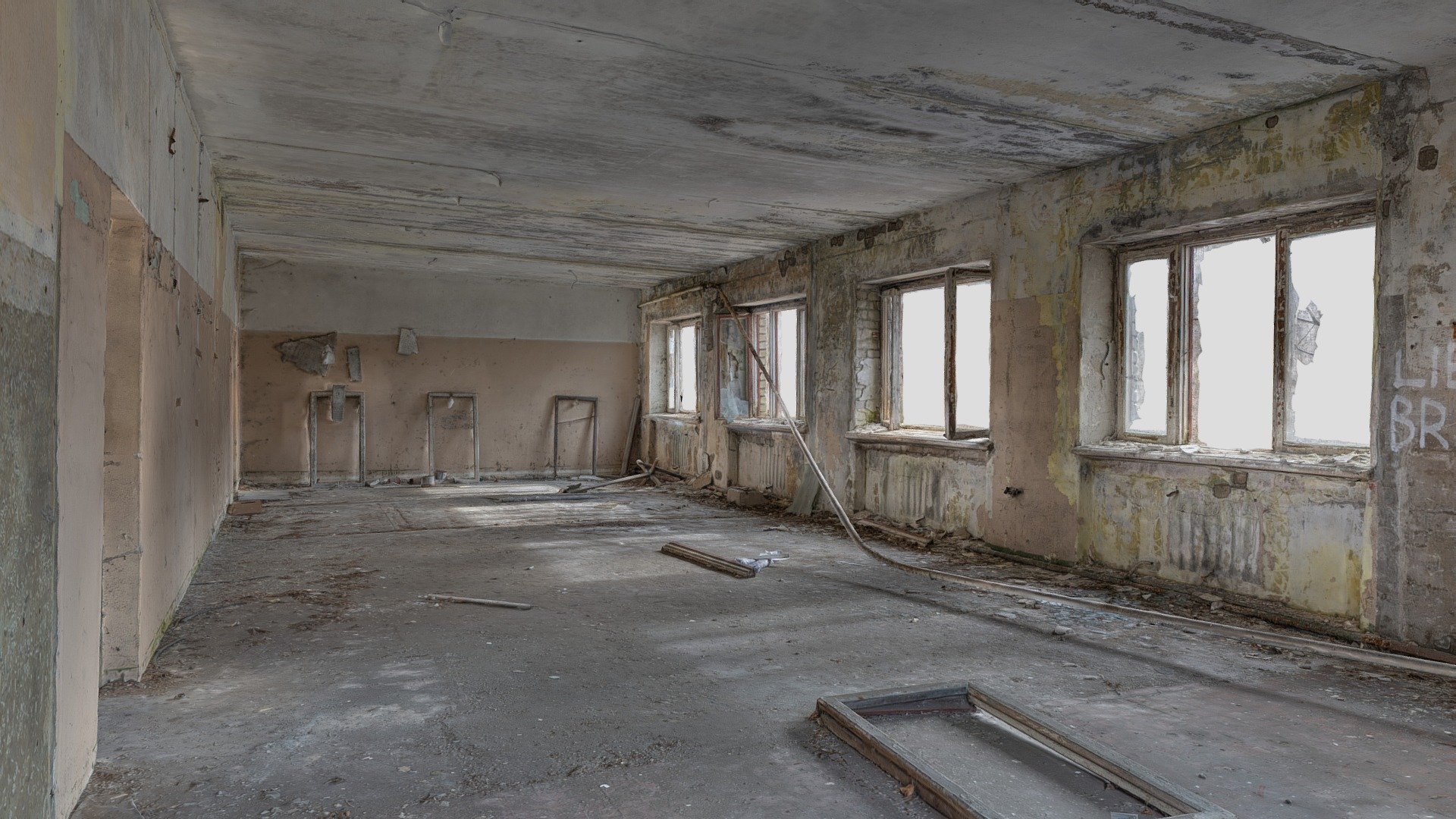 3D scan of an old, abandoned, soviet industrial room.
Cleared of any valuable things.
With normal map 3d model