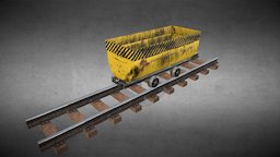 Mining trolley type "B". Shabby textured. trolley, rail, railroad, wagon, cart, mining-trolley, unity, unity3d