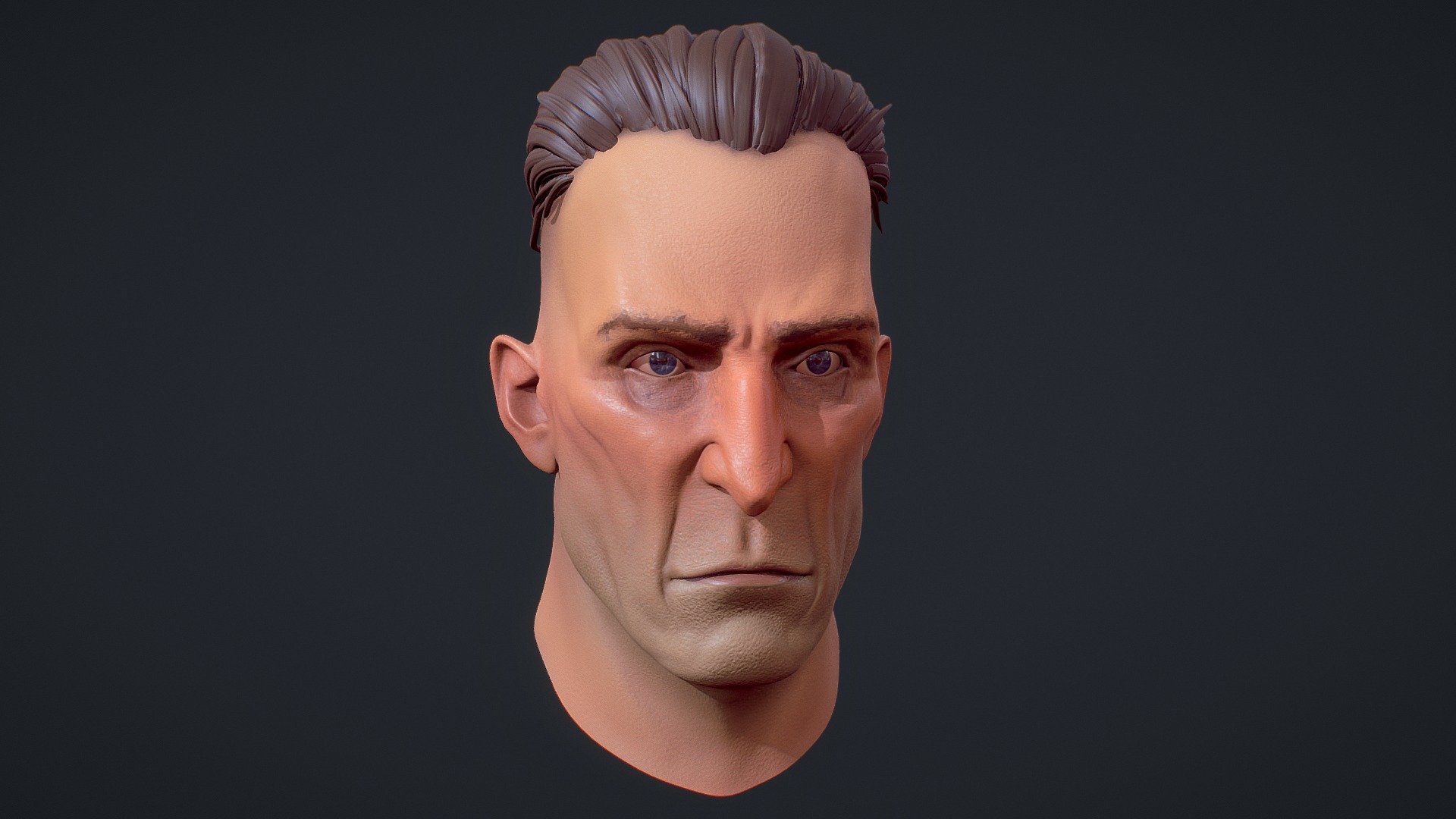 I am not all that happy with how it turned out, I made a bunch of mistakes along the way which I learned a great deal out of but due to a lack of time I was unable to come back and fix them.
A realtime head after a concept by Cedric Peyravernay.
https://www.artstation.com/artwork/x00PX - Portrait after a concept - 3D model by StijnBeerts 3d model