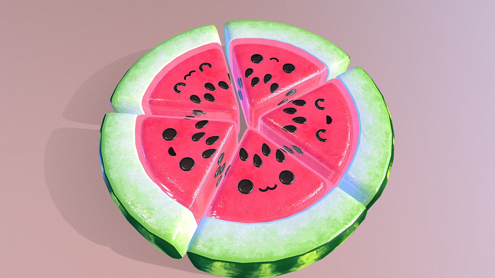 Cute watermelon slices jiggling&hellip; - Jiggly Watermelon Jello - Download Free 3D model by Ari Crow (@arihcrow) 3d model