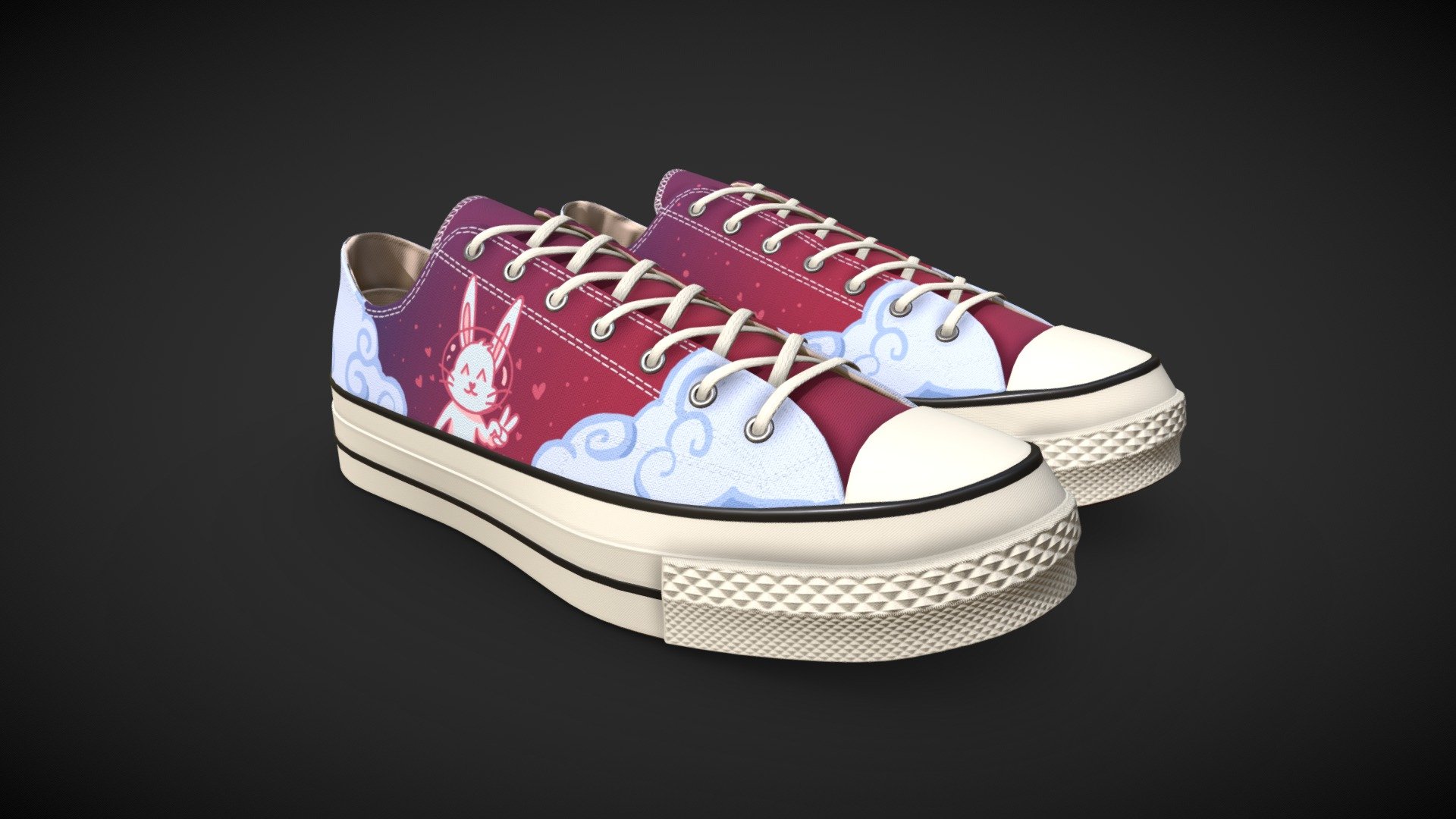 4k Textures
Converse Shoes designed by me. I used substance painter for drawing bunny and clouds 3d model