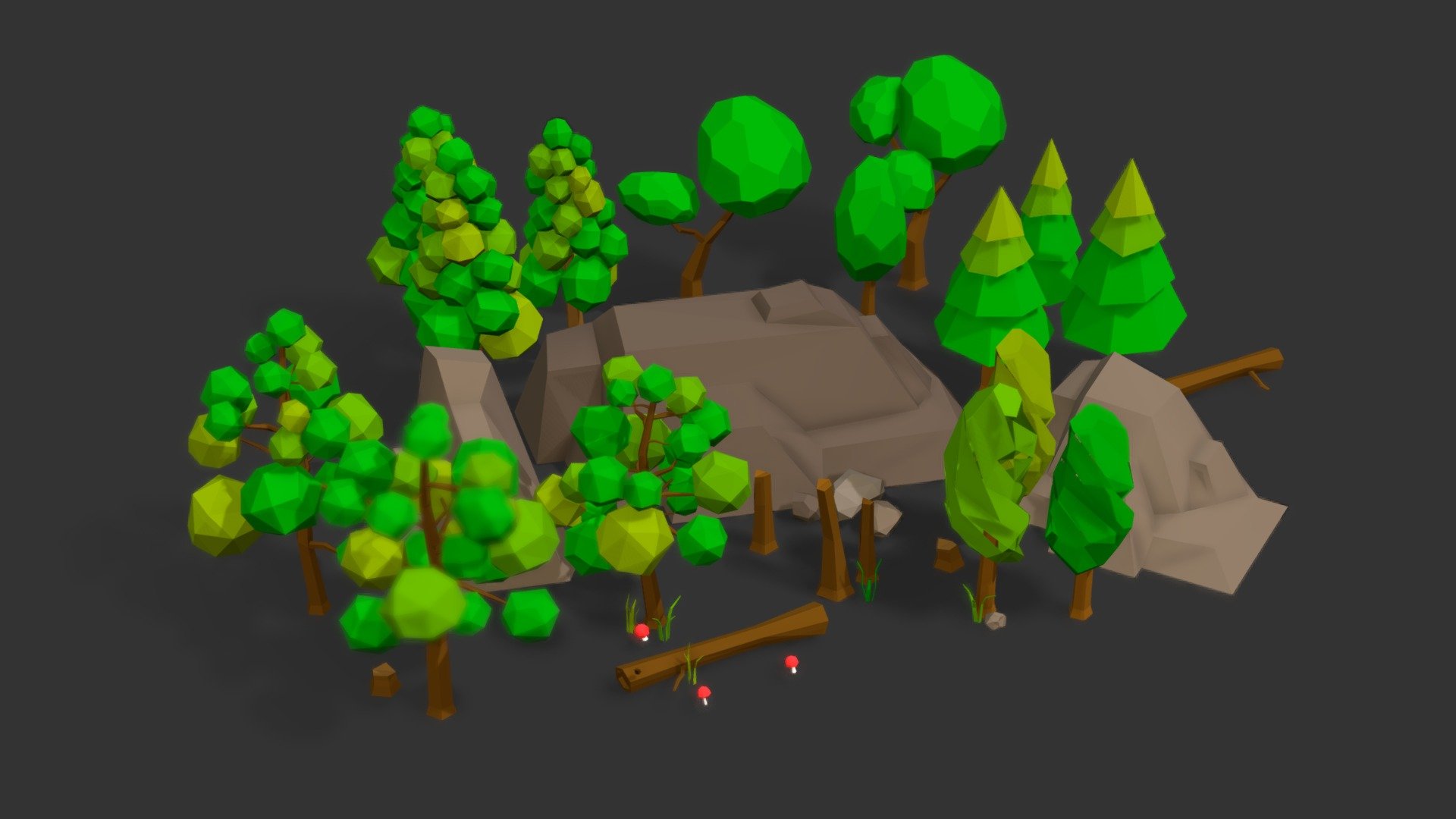 Lowpoly forest model I made for practice. 
You can download and use the model. 
Planing to continue making lowpoly game models.

If you use this, feel free to show me your work on social media.
https://www.instagram.com/ertugrulorl/

https://twitter.com/ertugruloral3D - Lowpoly Forest - Download Free 3D model by Ertugrul Oral (@ertugrul.orl) 3d model