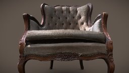 Old chair wooden, armchair, archviz, sculpted, ornament, rustic, furniture, photogrametry, old, elegant, asset, game, 3d, chair, scan, house, interior