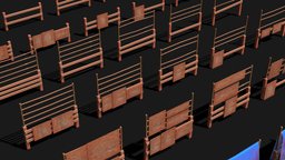 Low | Fences | Old | Rusty | Desert | Pack fence, abandoned, wooden, apocalyptic, rusty, pack, apocalypse, metal, old, downloadable, baffle, asset, gameasset, house, building, gameready, wall