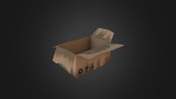 Caja Carton Abierta cardboard, box, asset, lowpoly