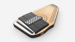 Autoharp music instrument music, instrument, wooden, sound, key, string, brown, play, harp, melody, tension, strum, harmony, chord, 3d, pbr, zither, autoharp, accompany