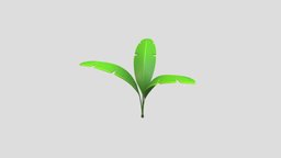 Low Poly Banana Plant 002 tree, green, plant, forest, pot, tropical, palm, shrub, banana, leaf, foliage, nature, bush, jungle, cartoon