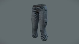Female Cargo Denim Combat Survival Pants short, camping, fashion, side, girls, clothes, pants, with, survival, outdoor, combat, realistic, cargo, real, tactical, belt, womens, pockets, wear, trekking, denim, pbr, low, poly, female, blue